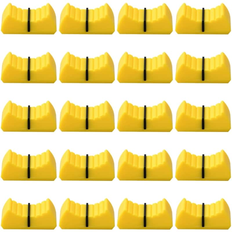 Brand New 20pcs Plastic Straight Slide Potentiometer Flat Push Knob Insert Shaft Mixer Fader Knob Cap Soundcraft Sound Console Flat Fader Slider Parts Replacement Caps (Yellow) 0.94×0.47In image 1