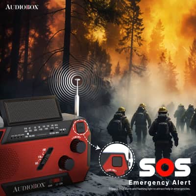 Emergency Radio with Power Bank – NOAA Weather Alert, Solar/Crank/USB Charging, LED Flashlight, AM/FM/WB image 6