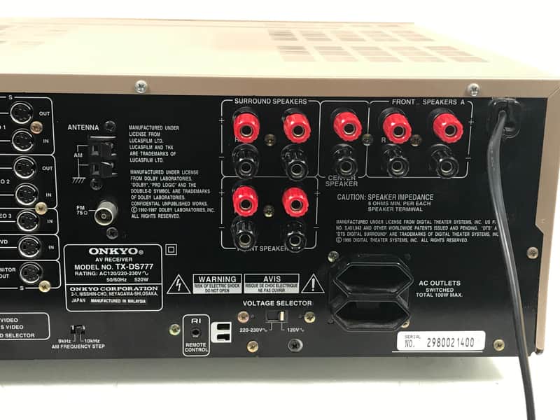 Champagne Onkyo TX-DS777 FM AV Receiver Home Theatre Dolby Digital