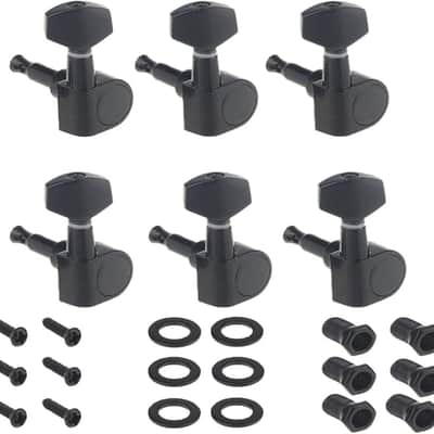 6-in-line Sealed Electric Guitar String Tuning Pegs Keys Machine Head Tuners Set Right Hand for Fender Strat Stratocaster Tele Telecaster Guitar, Black image 1