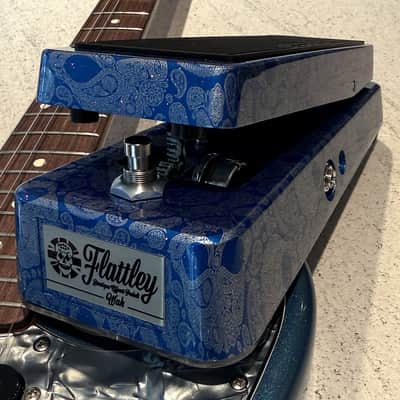 Flattley Wah Pedal 10th Anniversary Edition - Blue Paisley Skulls image 5