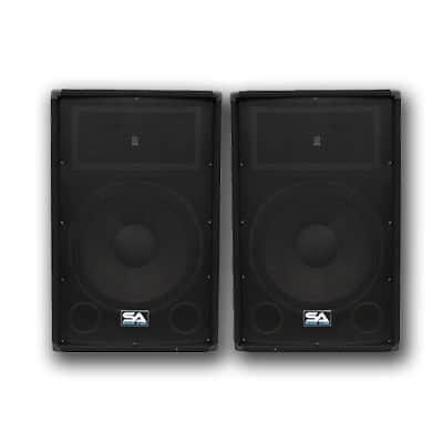 Pair of 15" PA DJ PRO AUDIO Speakers w/ 2 Tripod Stands image 3