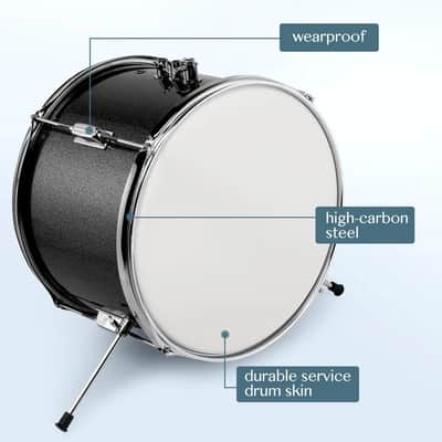 5-Piece Complete 14" x 10" Full Size Junior Drum Percussion Kit image 2