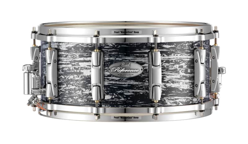 Pearl Reference One 14x6.5" Hybrid Maple/Birch Black Oyster Glitter Custom Finish Snare Drum Mastercast Die-cast Hoops Single Swivel Lugs Glide-lock Strainer | WorldShip | Authorized Dealer image 1