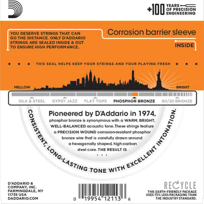 D'Addario EJ15 Extra Light Phosphor Bronze Acoustic Guitar Strings, 10-47 image 4