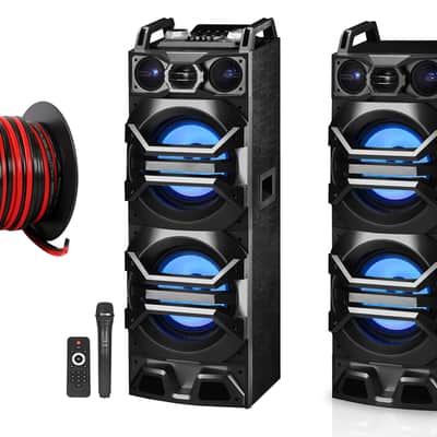 Technical Pro Dual 10" 3000w Home Theater Bluetooth Speakers w/USB/SD/LED+Mic image 1