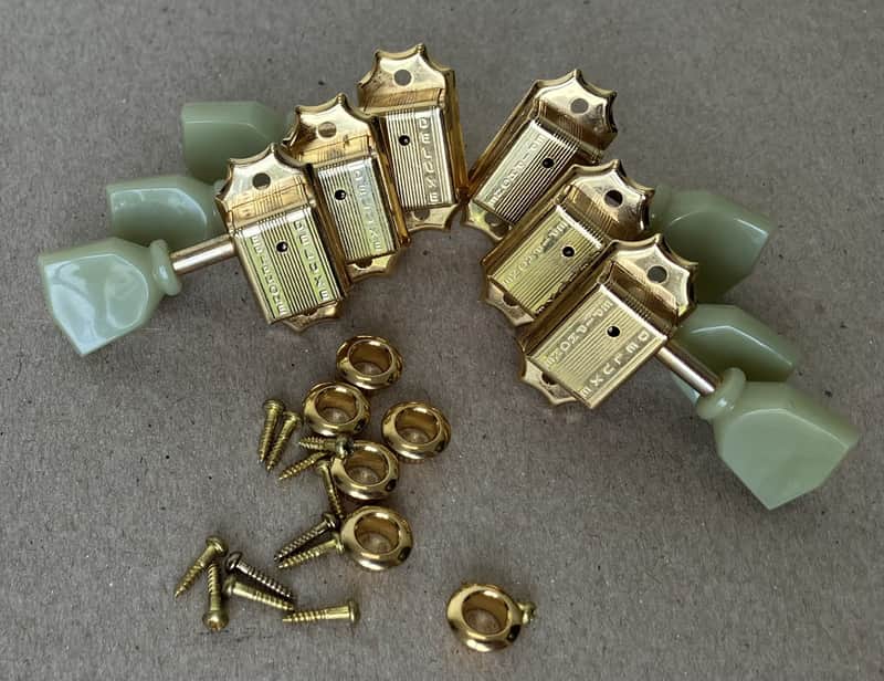 Epiphone- Vintage Style tuners, 3x3, Gold w/pearloid buttons image 1