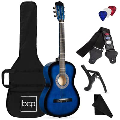 Best Choice Products Beginner Acoustic Guitar Set w/ Case, Strap, Strings - 38in-Blueburst image 1