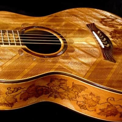 Acoustic Parlor Guitar Handmade by Blueberry Bat Motif Steel String image 16