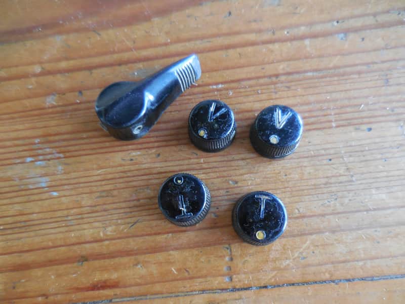 KAY Vintage 1960's Complete 5 Pc. knob set for Two Pickup Guitar image 1