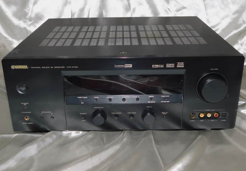 Yamaha HTR-5790 receiver with phono input pre outs and remote image 1