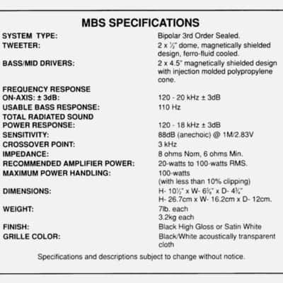 Mirage MBS BiPolar Satellite Speakers image 10