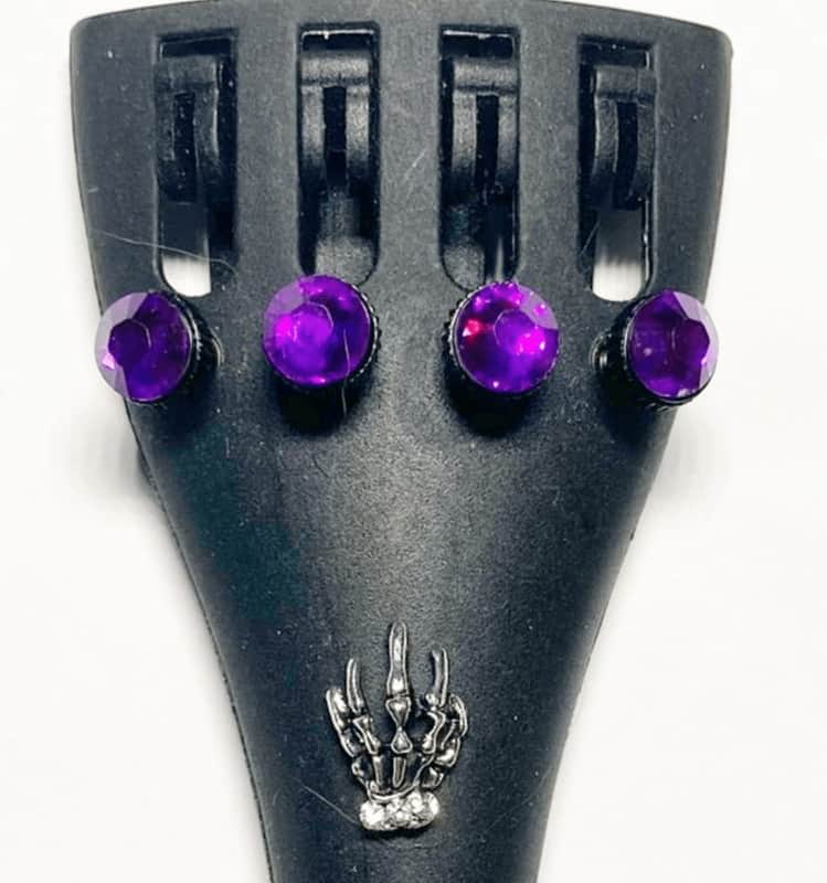 Skeleton Hand Violin Tailpiece - Purple image 1
