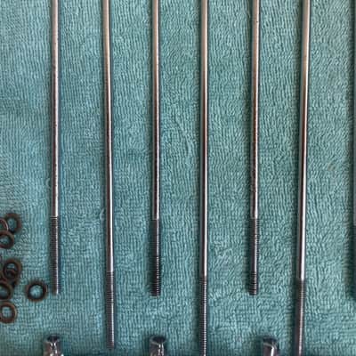 Del Rey MIJ Lot of 12 Bass Drum T tension rods + 11 claws 70s - Chrome image 10