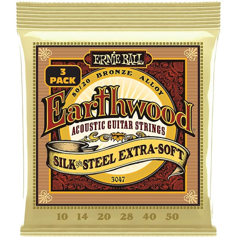 ERNIE BALL 3047 Earthwood 80/20 Silk 010-050 3Pack Bonze. Saiten für Akustik-Gitarre image 1