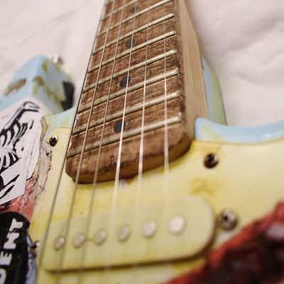 Billie Joe Armstrong Blue Electric Guitar BJ Replica Relic and Gig Bag Green Day image 8