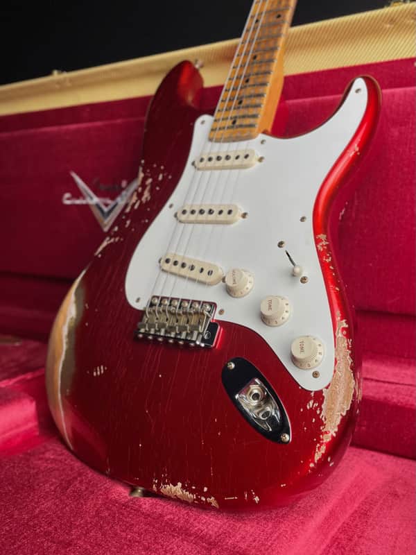 Fender Custom Shop 1958 Stratocaster, Heavy Relic-Faded Aged Candy Apple Red image 1