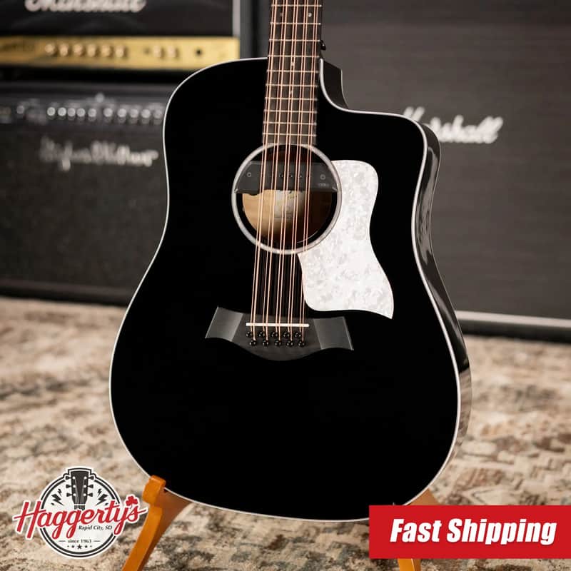 Taylor 250ce Plus BLK Bajo Quinto Acoustic/Electric Guitar - Black with Aerocase - Factory Demo image 1