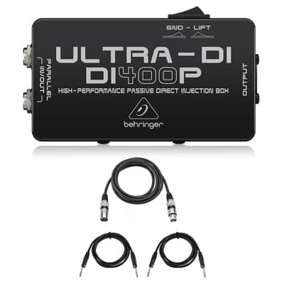 Behringer ULTRA-DI DI400P High-Performance Passive Direct Injection Box, Bundle with 2x Platinum Pro 6' TRS Interconnect Cable, 6' Microphone Cable image 1