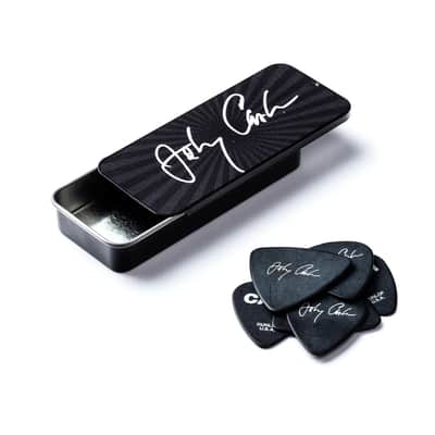 Dunlop Johnny Cash Collectible Guitar Picks in Tin 6 picks Silver Signature Med