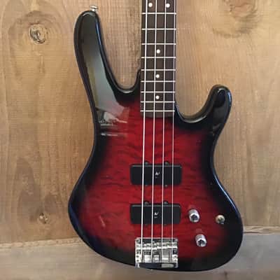 Washburn XB-120 Bantam Series Bass Guitar Flame Cherry Sunburst image 1