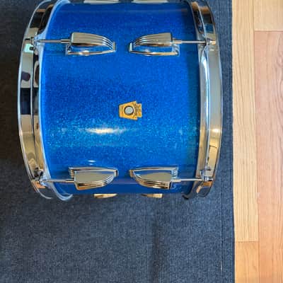 1960s Ludwig Drum Set Blue Sparkle 22/13/16 w/ bonus 14" image 12