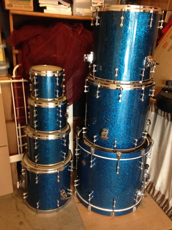 Gretsch New Classic Maple Drum Set 2011 Ocean Blue Sparkle 8, 10, 12, 14, 16, 18, 22 image 1