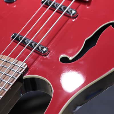 Danelectro '58 Longhorn Bass Red Hot Semi-Hollow Body 4-String Electric Bass image 14