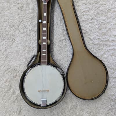 Vintage Japanese made 5 String Banjo with Resonator - A Cool item in an old case image 11
