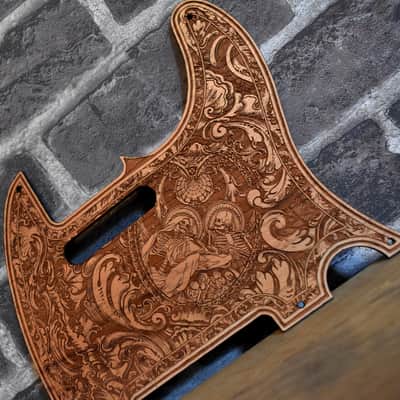 Handcrafted Cherrywood Pickguard for Fender Telecaster – Laser-Engraved Unique Design image 2
