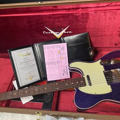 NEW! Fender Custom Shop Flamethrower Telecaster Custom - Journeyman Relic - Modern Specs - Texas Special Pick-Ups - AAAA Flamed Neck - Purple Sparkle - Authorized Dealer - 7.6lbs - G06941 image 15