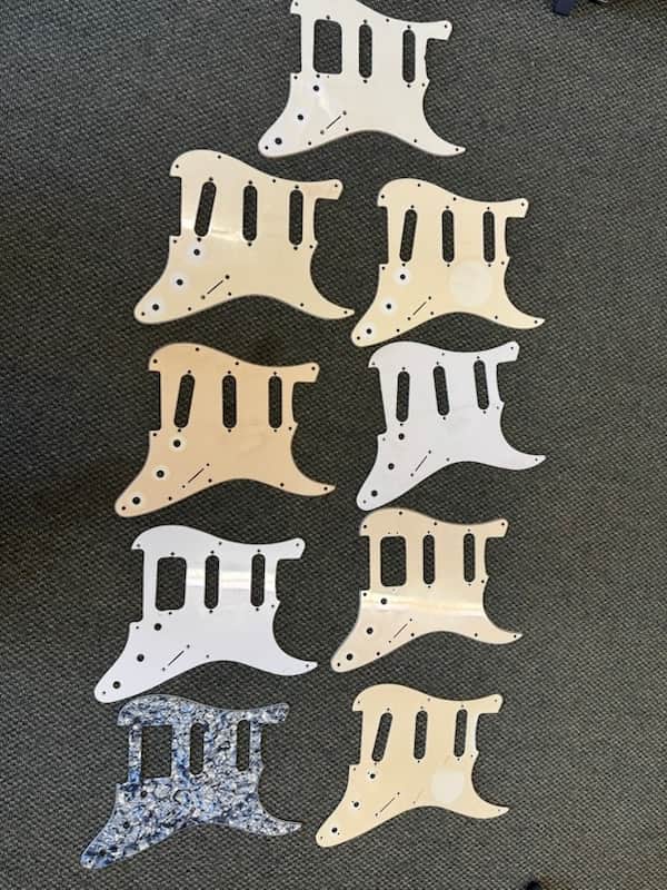 Stack of strat pickguards (9 Pieces) image 1