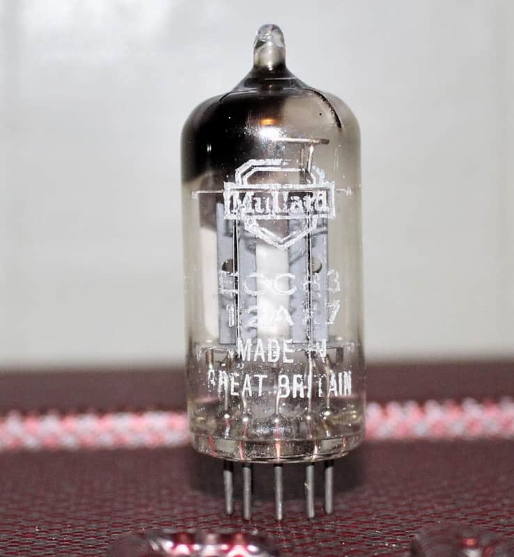 MULLARD ECC83 BLACKBURN 12AX7 LONG PLATE MC1 COPPER GRID POST CAGE GETTER MINTY VINTAGE 1957 image 1