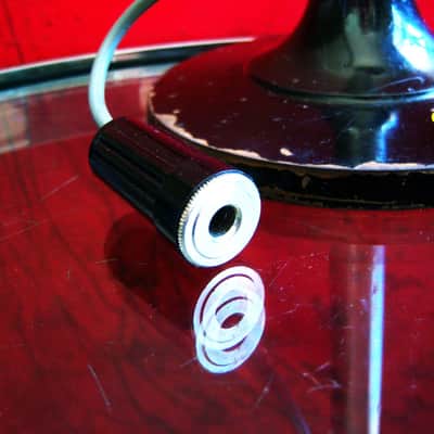 Vintage 1960's AMD 38-015 crystal microphone Hi Z "bullet" harp mic w cable and Aiwa stand Olson Monarch Calrad Argonne image 14