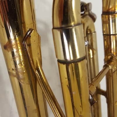 King Cleveland 600 Bb Trumpet, USA, Brass with Case, good but resolder image 19