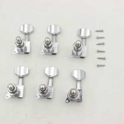 6 in Line Chrome Strat-Style Guitar Tuner Tuning Peg Set w/ Screws image 4