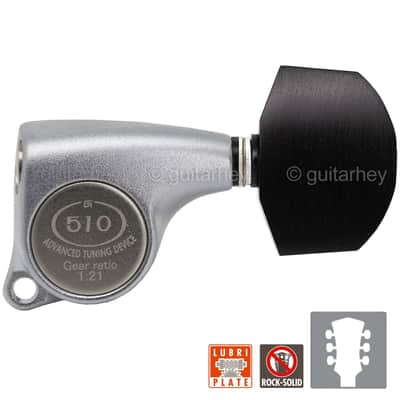 NEW Gotoh SGL510Z-EN01 L3+R3 Tuners Set 1:21 Gear Ratio EBONY 3x3 - CHROME SATIN image 1