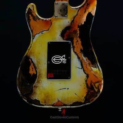 Fender Stratocaster Yellow/Copper Hot Lava Super Heavy Aged Relic by East Gloves Customs image 2