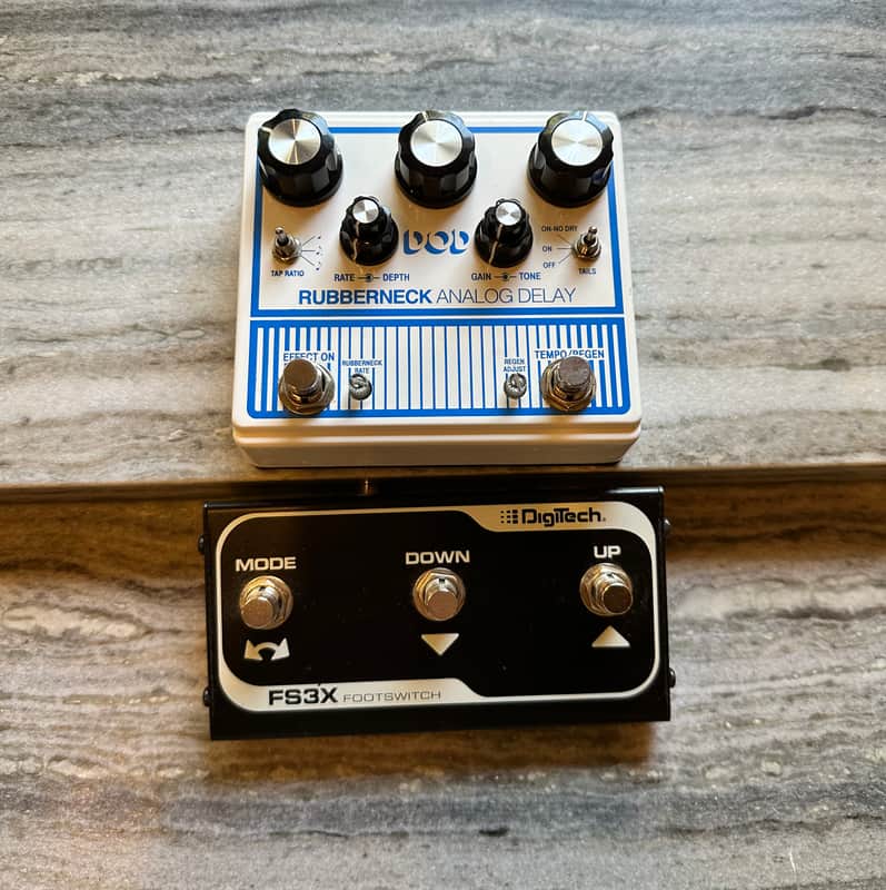 DOD Rubberneck Analog Delay with MIDI Footswitch controller 2010s - White/Blue image 1