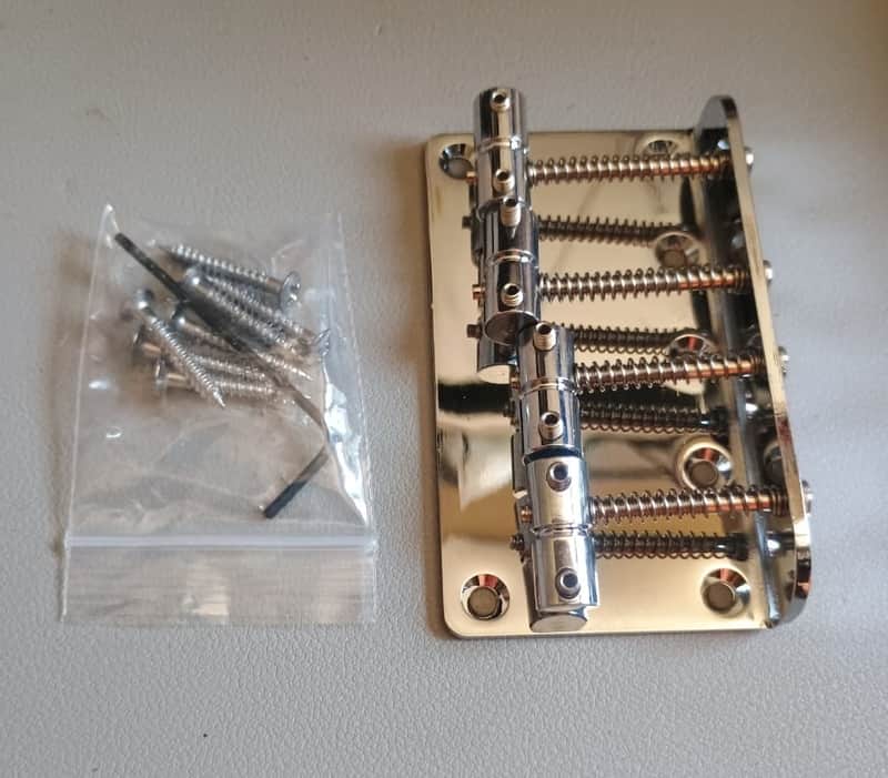 Chrome standard 4 string BASS guitar bridge w/mounting screws image 1
