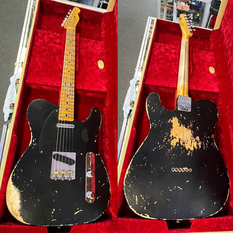 Fender Custom Shop #119 Limited Edition 1950 Double Esquire® - Heavy Relic® with Case, Aged Black image 1