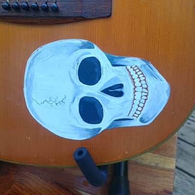 Yamaha FG-75 1973, cool Skull painting, playing great image 3