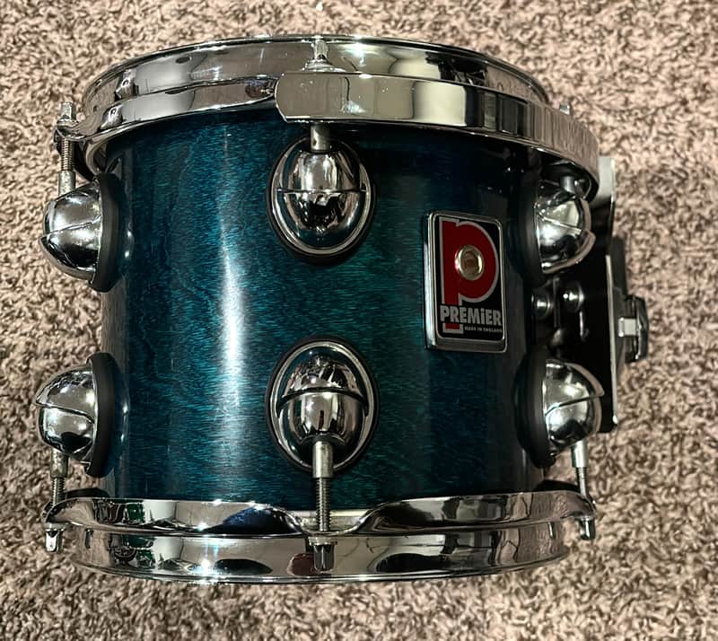 Premier Genista birch 8x8? mounted tom drum with RIMS 1990s UK Turquoise image 1