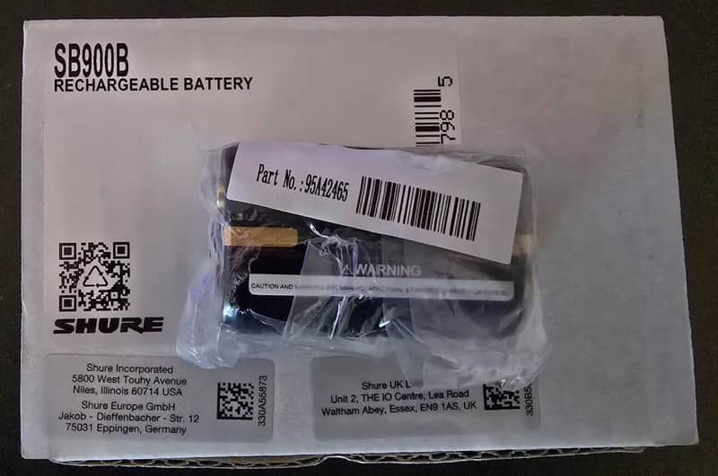 Shure Shure SB900B Rechargeable Lithium-Ion Battery for use with P3RA, P9RA+ and P10R+ Receivers, ULX-D, QLX-D and AD Series Transmitters and All Associated Docking, Networked and Rack Charging Accessories 2020s image 1