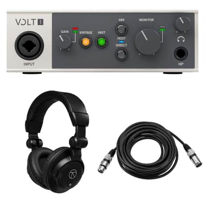 Universal Audio Volt 1 Portable 1x2 USB Type-C Audio/MIDI Interface, Bundle with TAPH100 Monitor Headphones and 25' Microphone Cable image 1