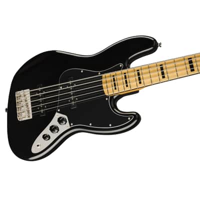 Squier® Classic Vibe '70s Jazz Bass V, Maple Fingerboard, Black, 0374550506 Bundle w/ 12 Picks & Liquid Audio Polishing Cloth image 3