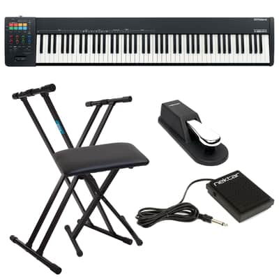 Roland A-88MKII MIDI Keyboard Controller, Keyboard Stand, Bench, Sustain Pedal, Nektar NP-1 Bundle