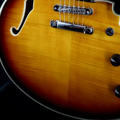 D'Angelico Premier DC Semi-Hollow Double Cutaway with Stop-Bar Tailpiece 2023 - Present - Dark Iced Tea Burst image 9