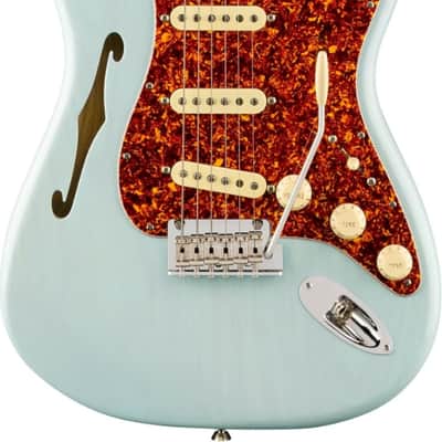 Fender American Professional II Stratocaster Thinline Limited Edition Semi-Hollow Electric Guitar, Rosewood Fingerboard, Transparent Daphne Blue image 1