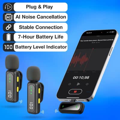 Wireless Lavalier Microphone for iPhone Mini Mic Android/Tablet/PC Video Recording Clip-on Mics with Rotatable Clip&Denoise Recording, Ideal for Vlog Tiktok Youtube Podcast Content Creator image 3